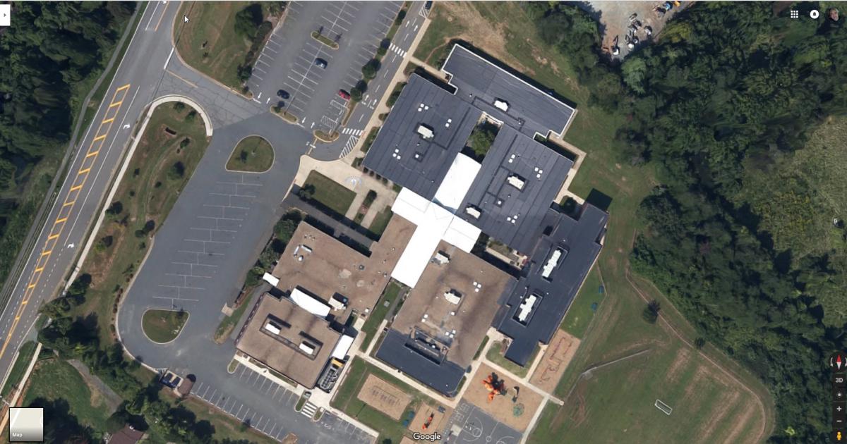 Aerial view of an active Virginia school campus