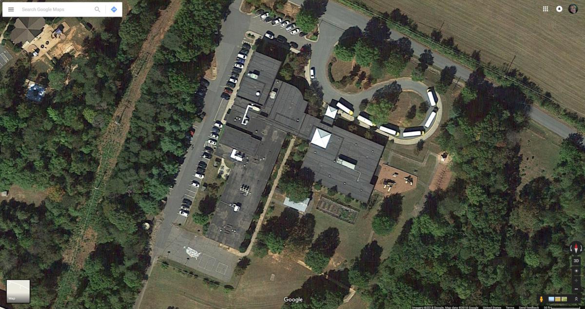 Aerial view of a Virginia school roofing project